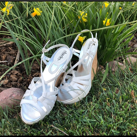 Charles David Strappy Platform Cork Wedge Sandals - Picture 2 of 5